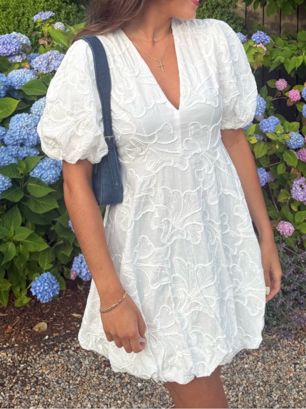 Christian Lacroix White Puff Sleeve Mini Dress